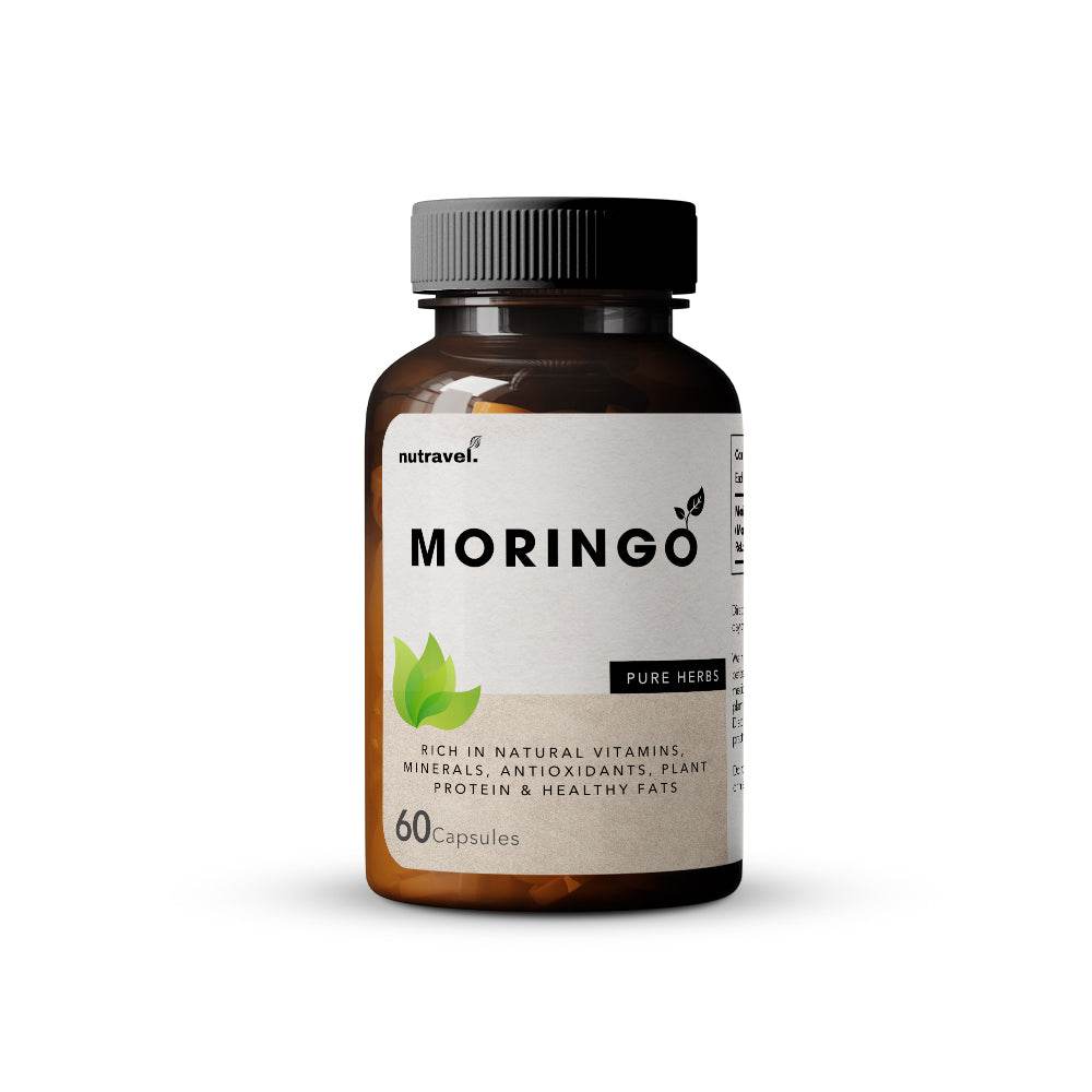 Nutravel Moringo Capsules, 60 Capsules, 500 mg, Rich in Natural Vitamins, Minerals, Antioxidants, Plant Protein & Healthy Fats - Nutravel