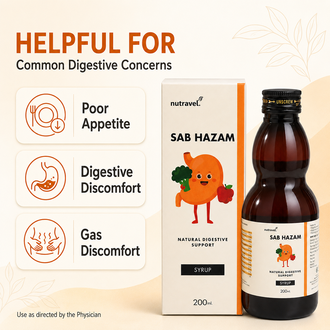 Sab Hazam syrup is helpful for poor appetite, digestive discomfort and gas