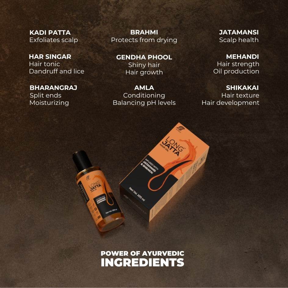 Long Jatta Ayurvedic Hair Oil – For Thick, Strong & Healthy Hair - Nutravel