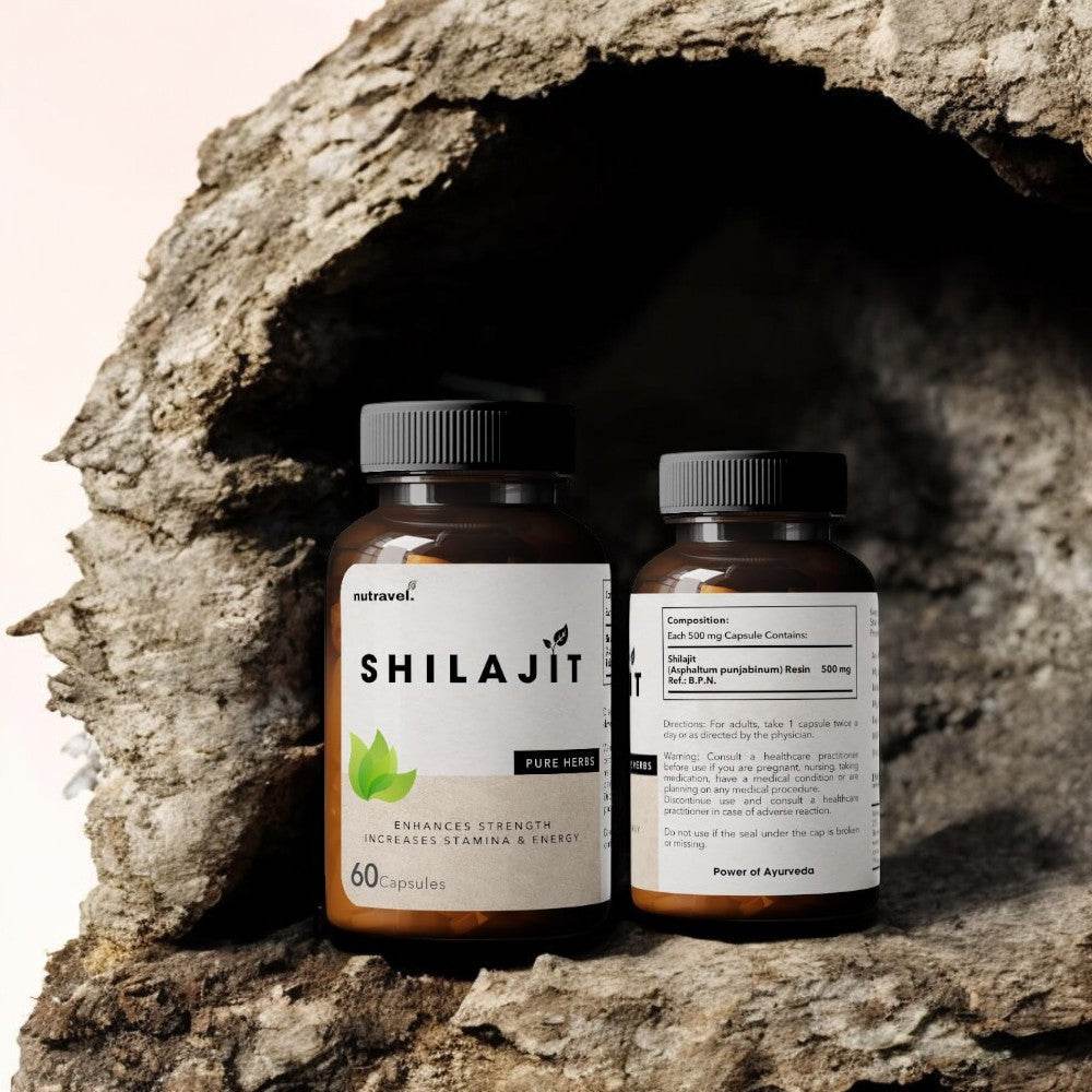Nutravel Shilajit Capsules, 500 mg, 60 Capsules, Supports Strength and Stamina - Nutravel