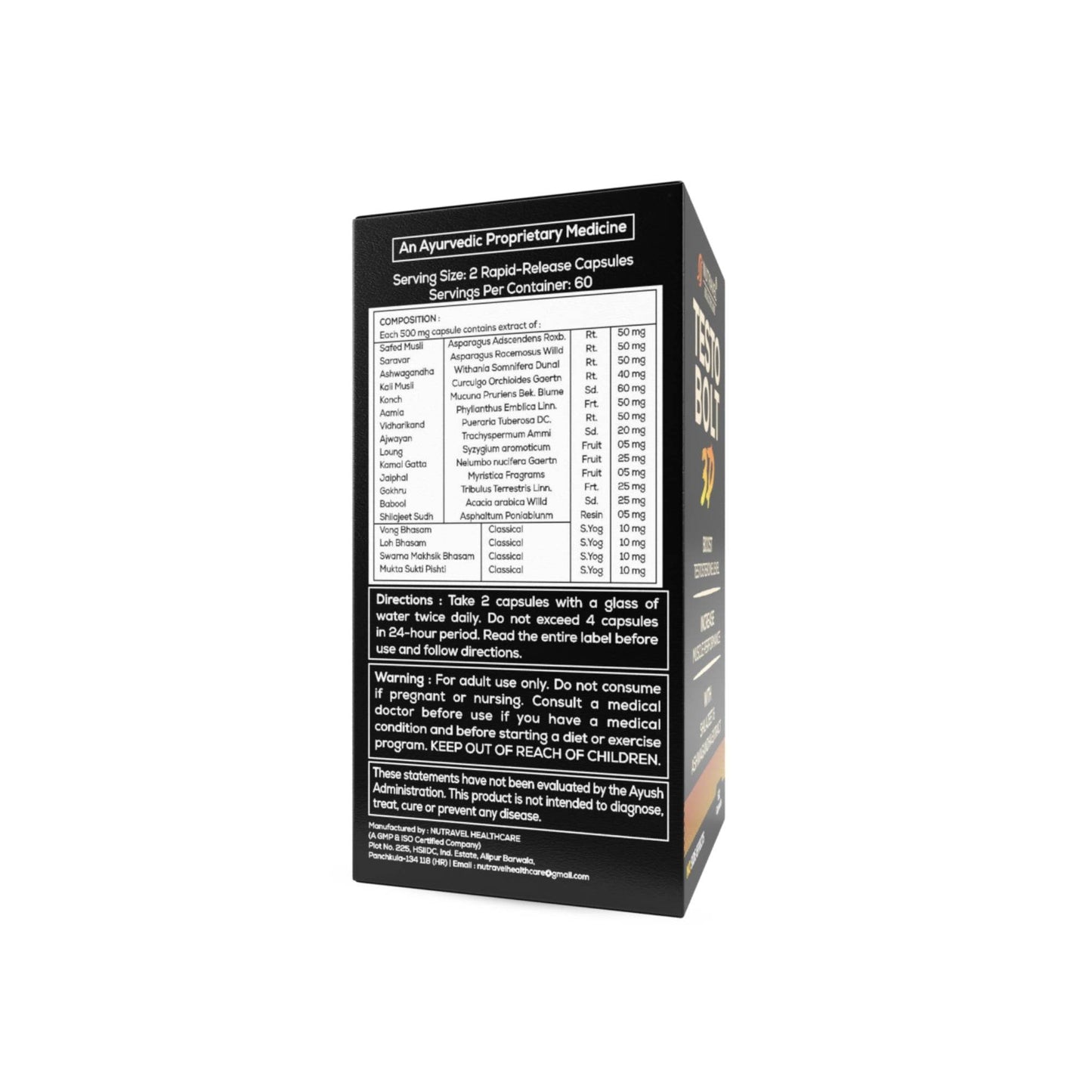 Testobolt 3D Capsule – Natural Immunity Booster for Strength & Stamina - Nutravel