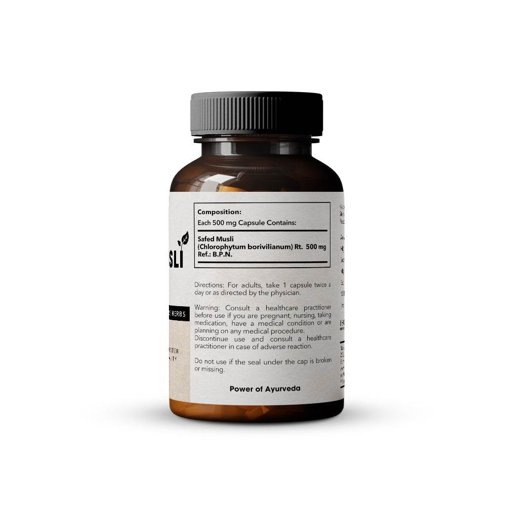 Nutravel Safed Musli Capsules (500 mg) | Supports Stamina & Vitality | 60 Capsules - Pack of 1 - Nutravel