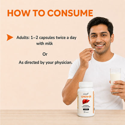 How to take Luvliv-DS: adults 1 to 2 capsules twice a day with milk, or as directed