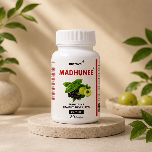 Nutravel Madhunee 30-capsule jar for healthy blood sugar, with jamun and karela