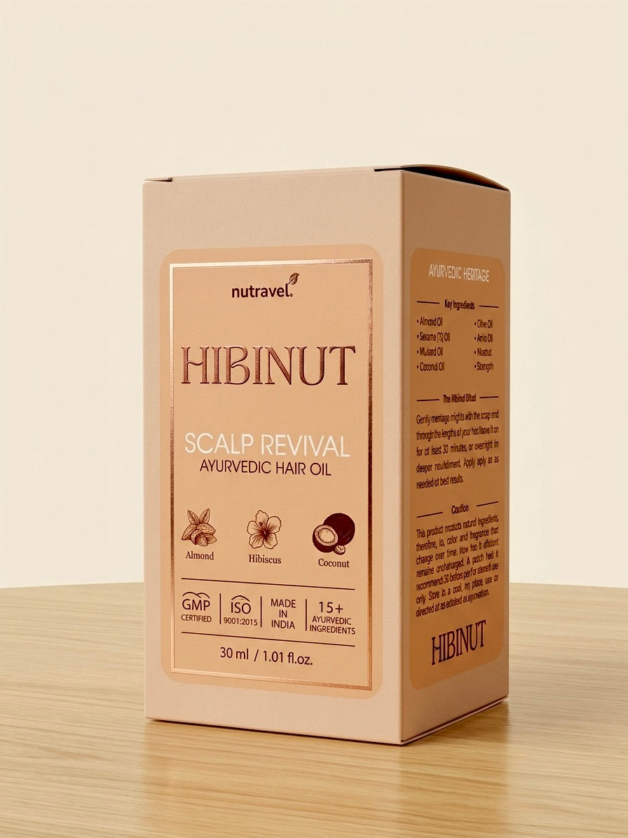 Hibinut Ayurvedic Hair Oil for Hair Fall & Growth – Hibiscus, Bhringraj, Coconut – 30ml