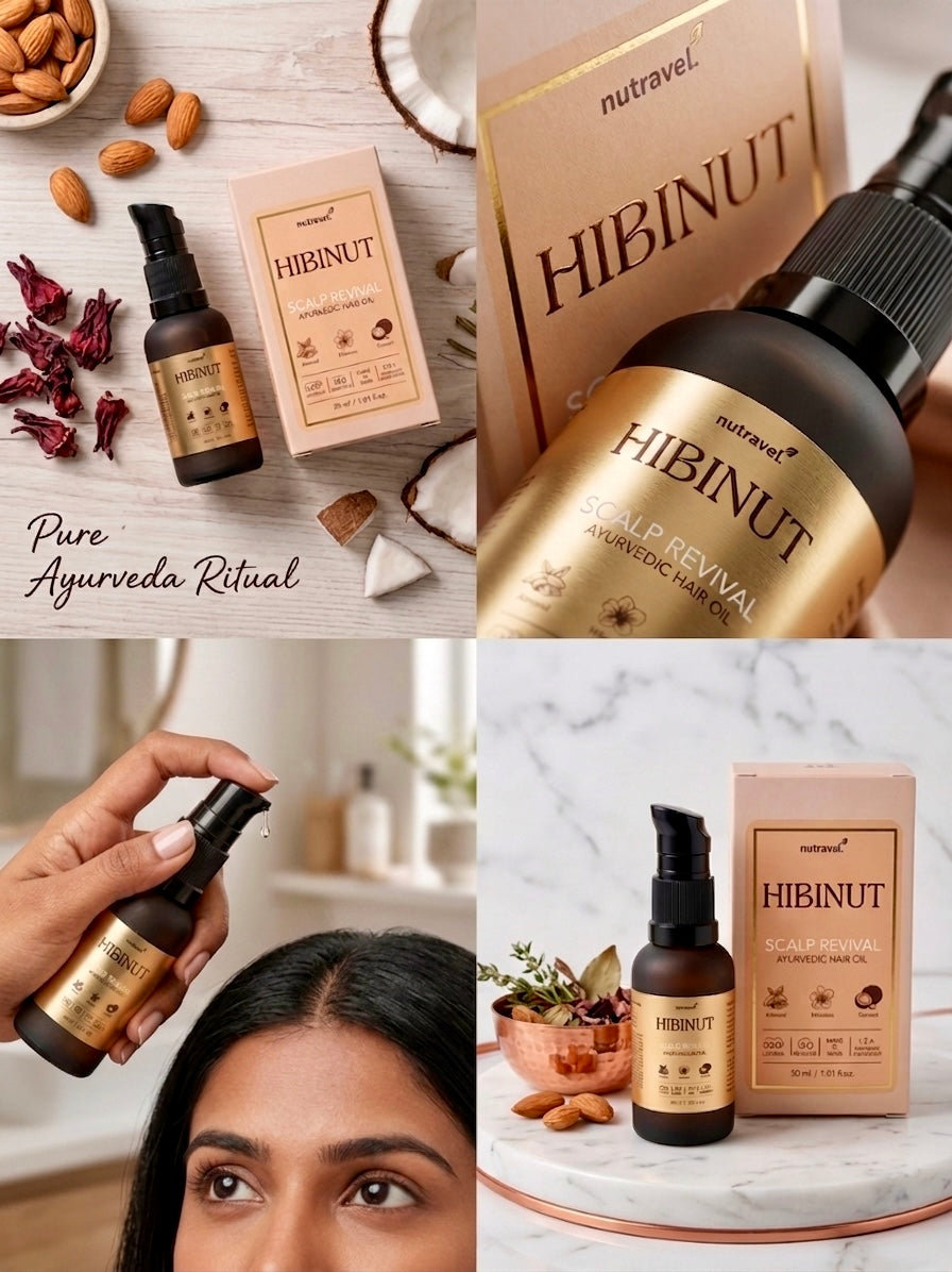 Hibinut Ayurvedic Hair Oil for Hair Fall & Growth – Hibiscus, Bhringraj, Coconut – 30ml