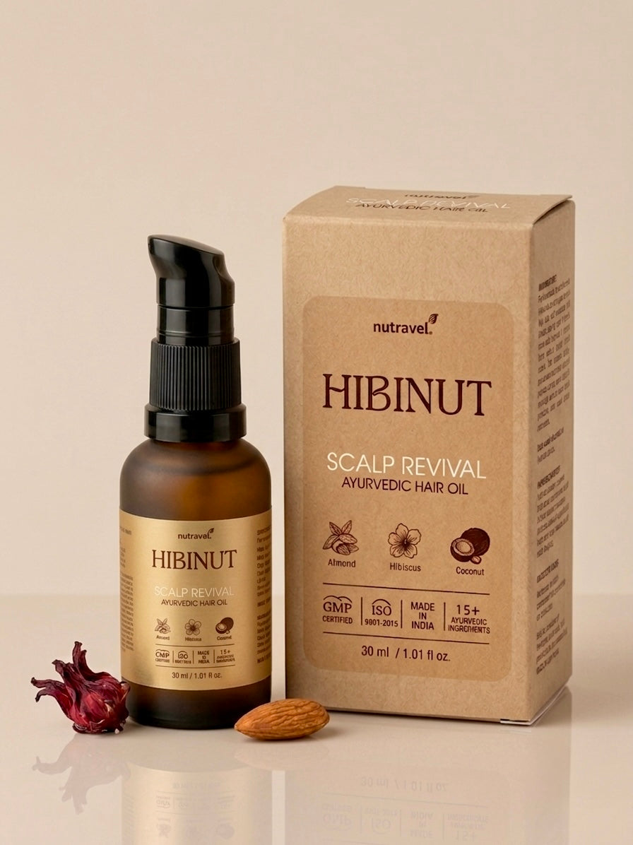 Hibinut Ayurvedic Hair Oil for Hair Fall & Growth – Hibiscus, Bhringraj, Coconut – 30ml