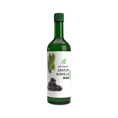 Nutravel Jamun Karela Ras bottle, side view